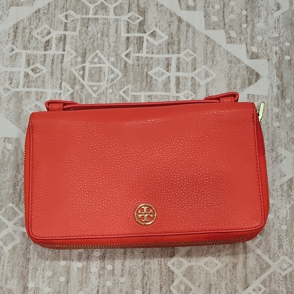 Tory Burch Vibrant Coral Wristlet